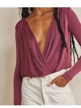 Free People Turnt Bodysuit - EUC Long-Sleeve - magenta